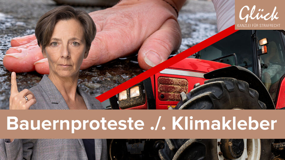 Straßenblockade dargestellt durch Hand auf Straße und Traktor